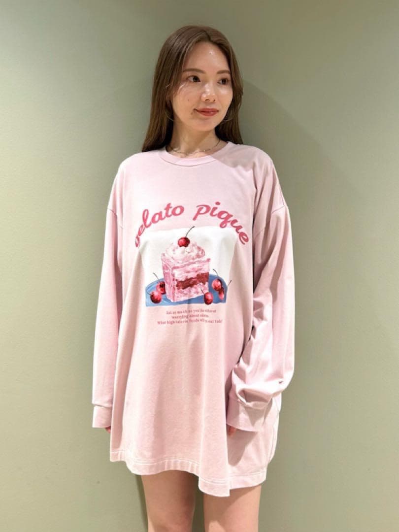 新品 ジェラートピケ HIGH CALORIEワンポイントロンT ピンク