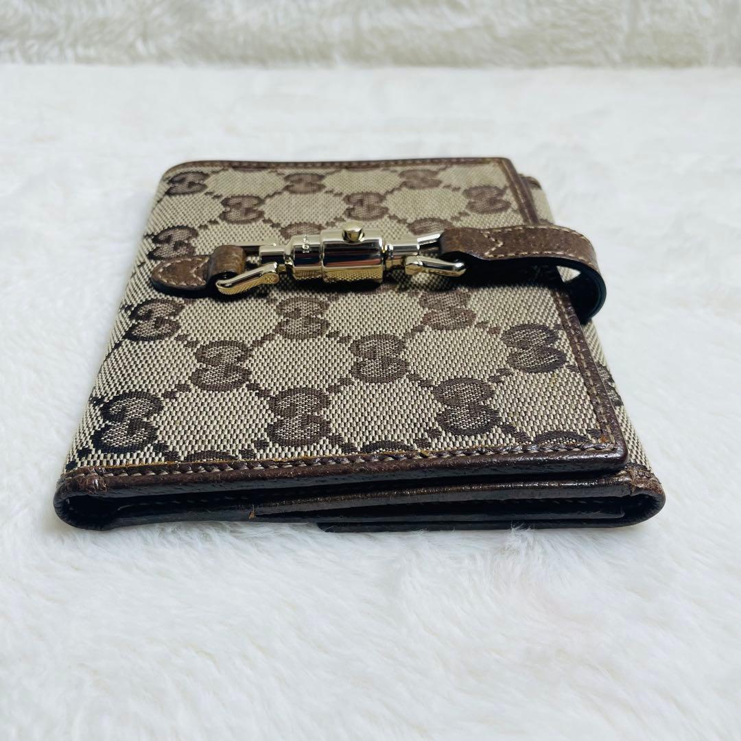 未使用級　正規品GUCCI グッチGGキャンバス ホースビット 二つ折り財布