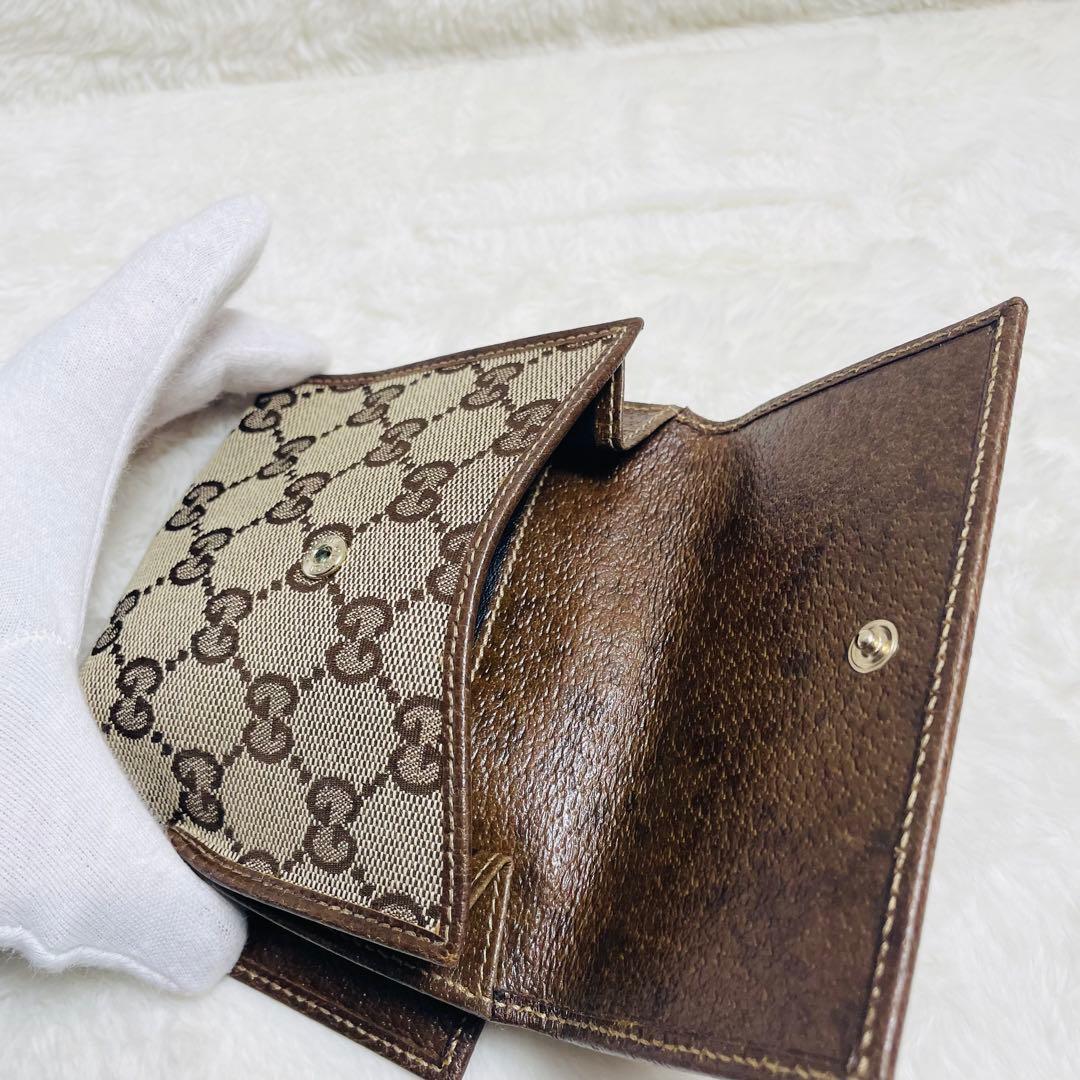 未使用級　正規品GUCCI グッチGGキャンバス ホースビット 二つ折り財布