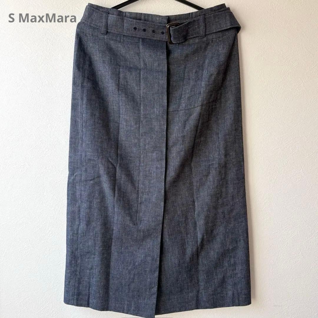 ⑤中古美品 S MaxMara Cecile デニム フレアミディスカート 40