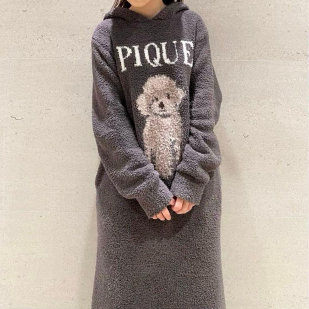 ジェラートピケ　トイプードルジャガードワンピース　DOG ドレス