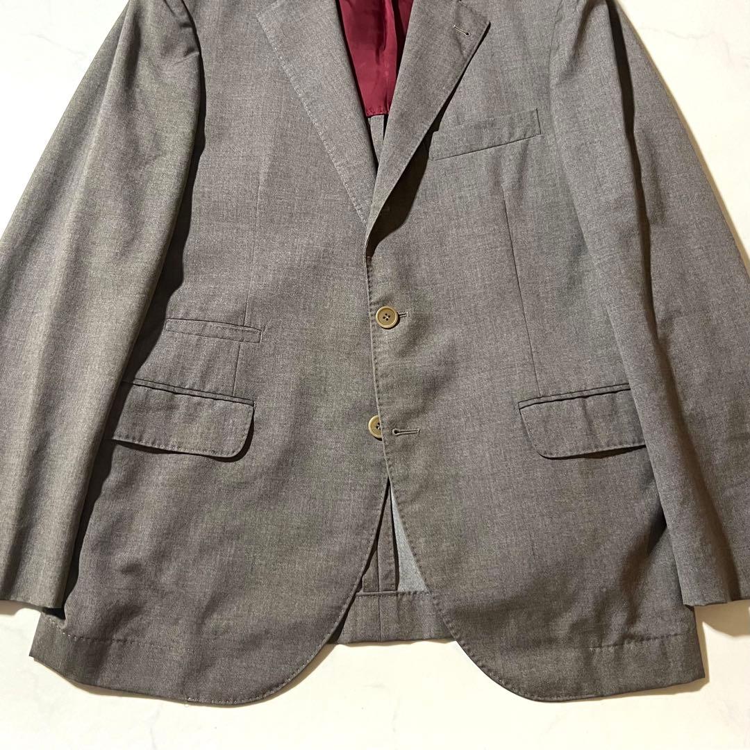 美品 ブルネロクチネリ テーラードジャケット グレージュ 50 XL ウール