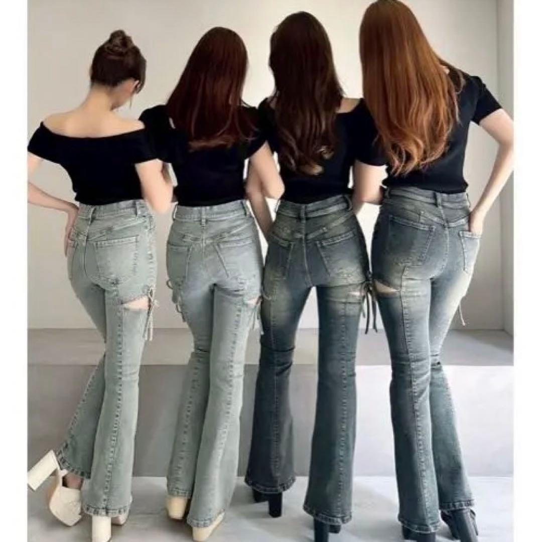 ル*ル様 カットアウトリボンデニムパンツ　リゼクシー　xs