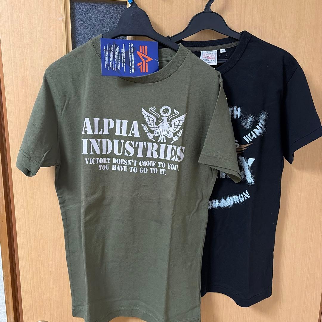 【新品タグ付ミリタリーTシャツ 2枚セット Mサイズ（AVIREX・ALPHA）