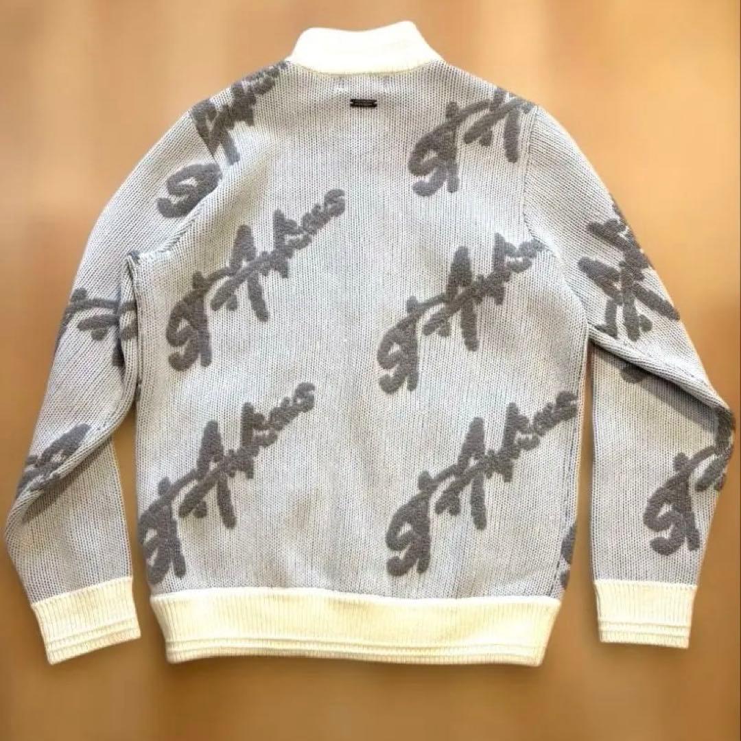 ◼️St ANDREWS ◼️ロゴニットブルゾンM 白グレー美品