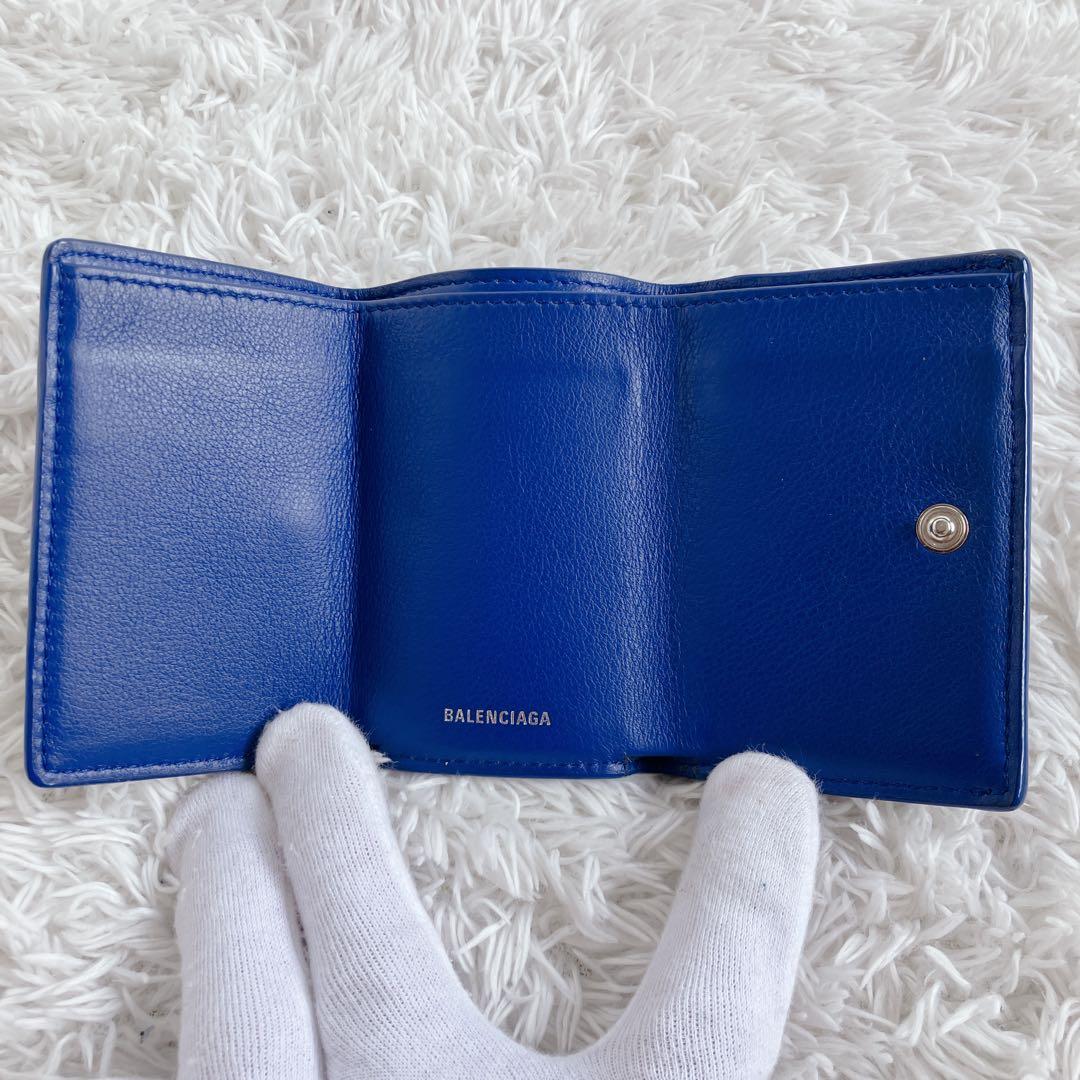 極美品✨バレンシアガ 折り財布 ペーパーミニウォレット　391446 ネイビー