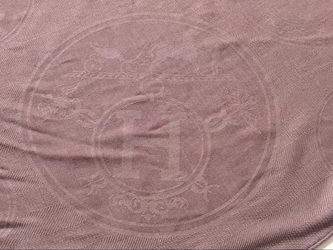 【美品】エルメス　ロザンジュ ニューリブリス　ストール　カシミヤ&シルク　ロゴ