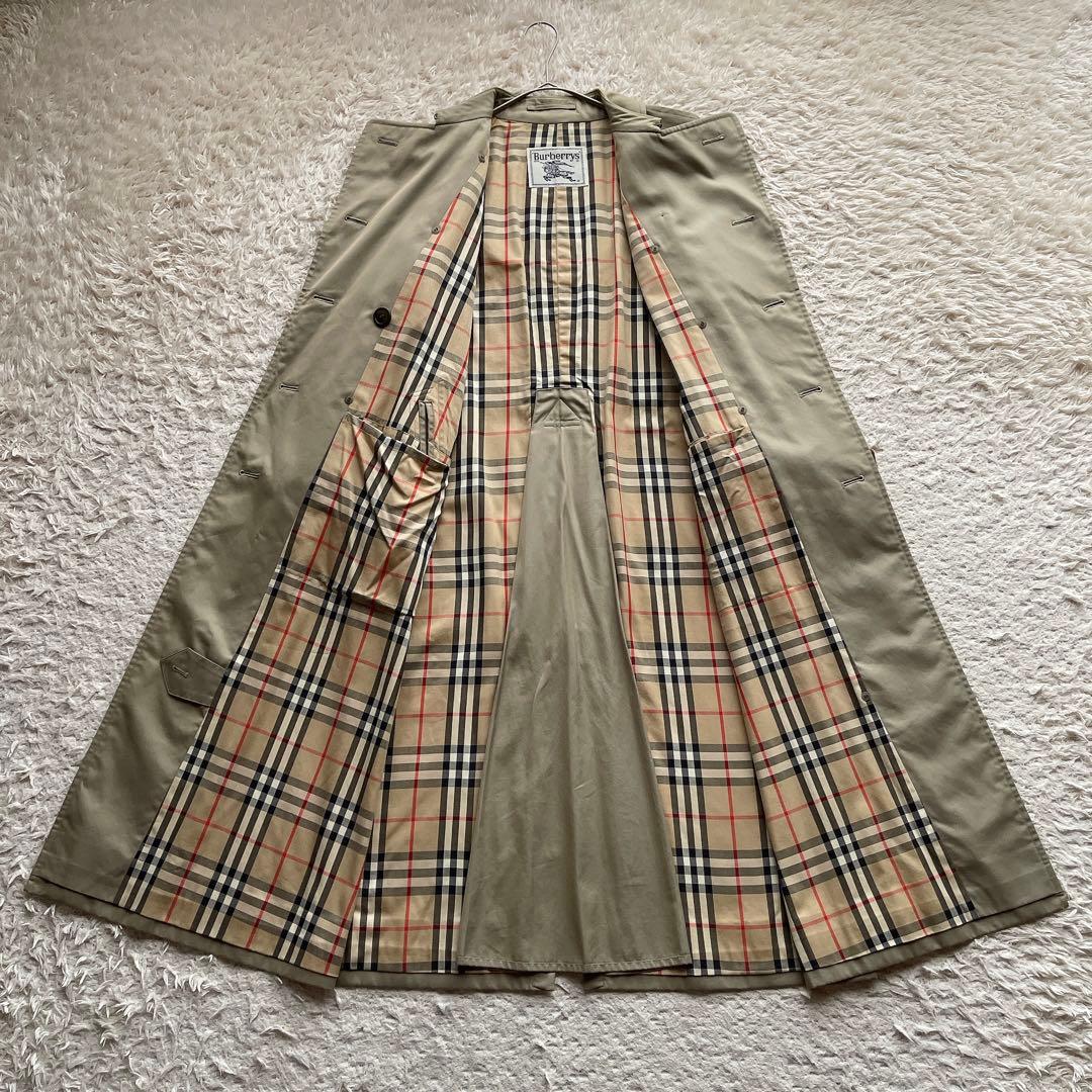 【110cm丈】バーバリー トレンチコート ダブル ノバチェック ベルト M相当