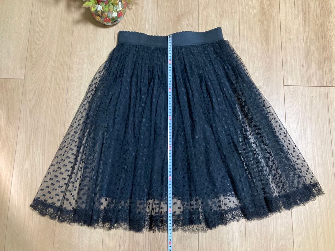 ★ドルチェアンドガッパーナ　ドット柄チュールフレアスカート 黒