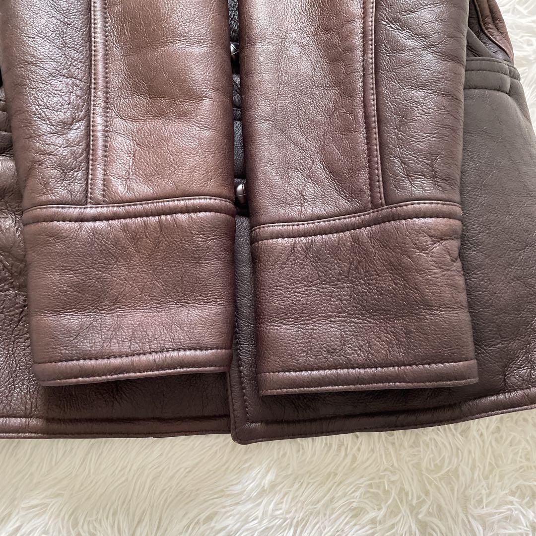 良品✨ムートンコート　裏ボア　くるみボタン　メンズ　M
