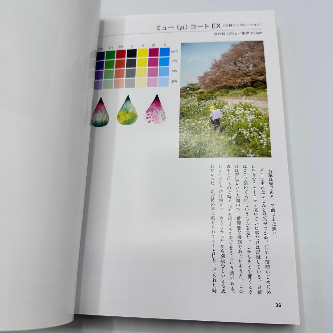 印刷用紙サンプルBOOK 200種類以上の印刷用紙に、同絵柄・文字を刷って1冊…
