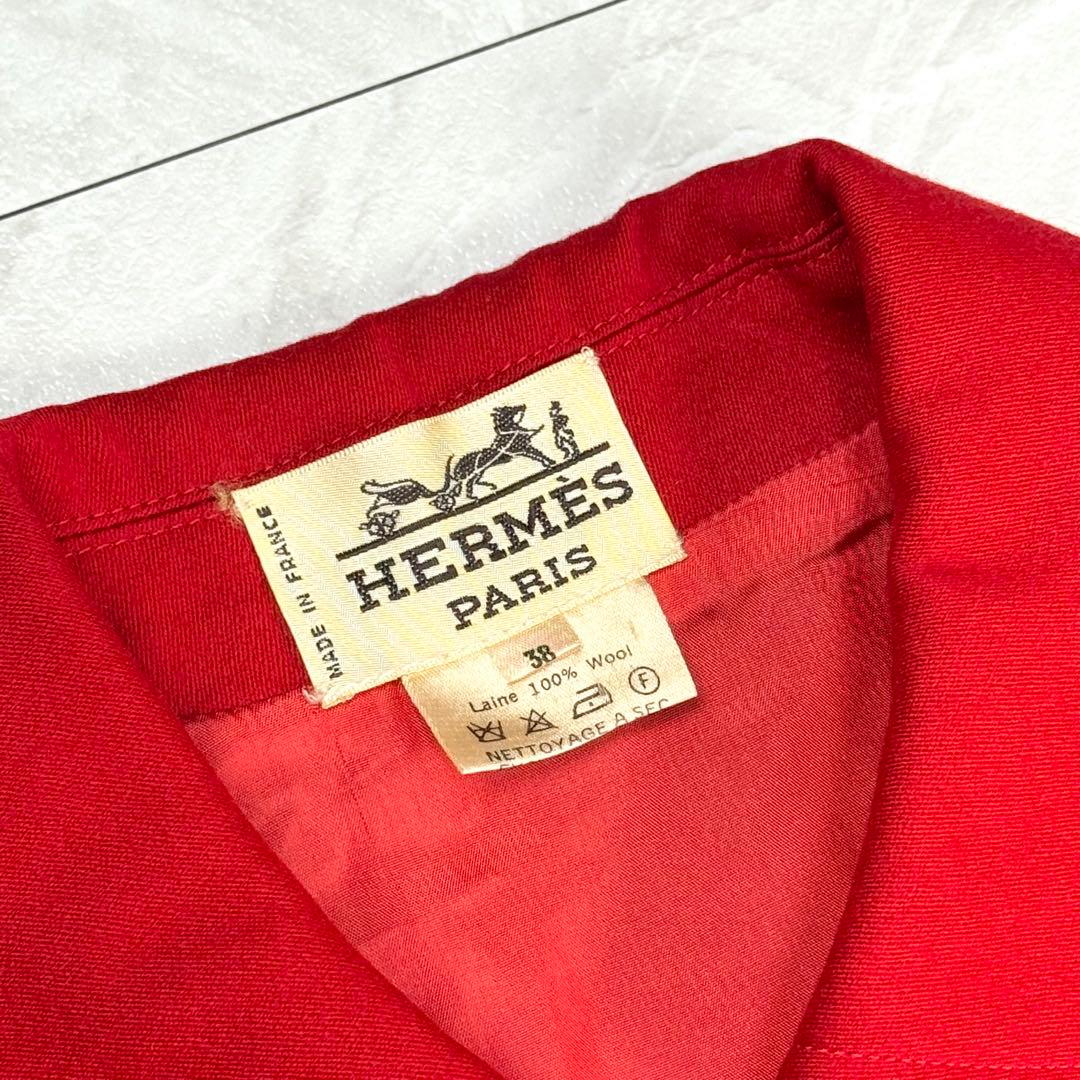 極美品 エルメス ウール ロング ワンピース コート ベルト 刻印ボタン