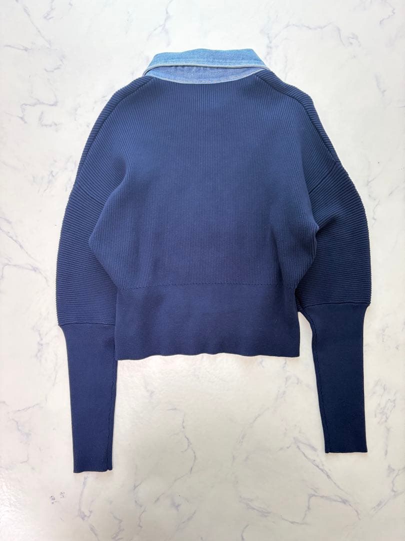 DOUBLE STANDARD CLOTHING デニムドッキングニットカーデ