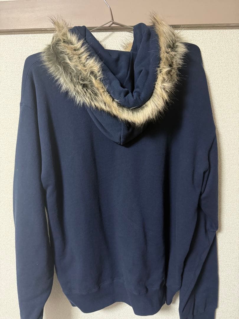 ジャケット・アウター FAUX FUR HOODED HWC ZIP HOODIE NAVY