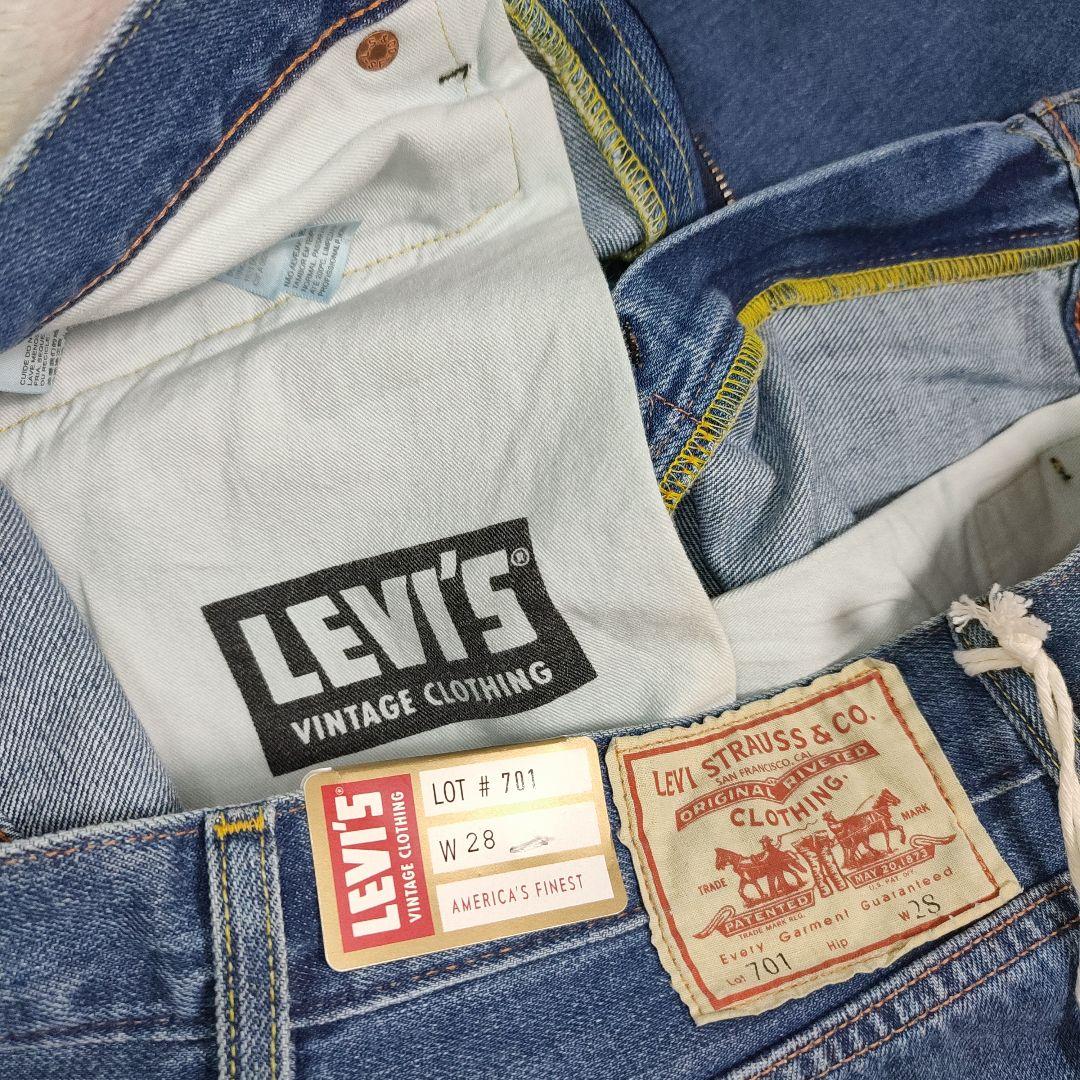 新品 LEVI'S 701 W28 ストレートデニム モンローデニム ブルー