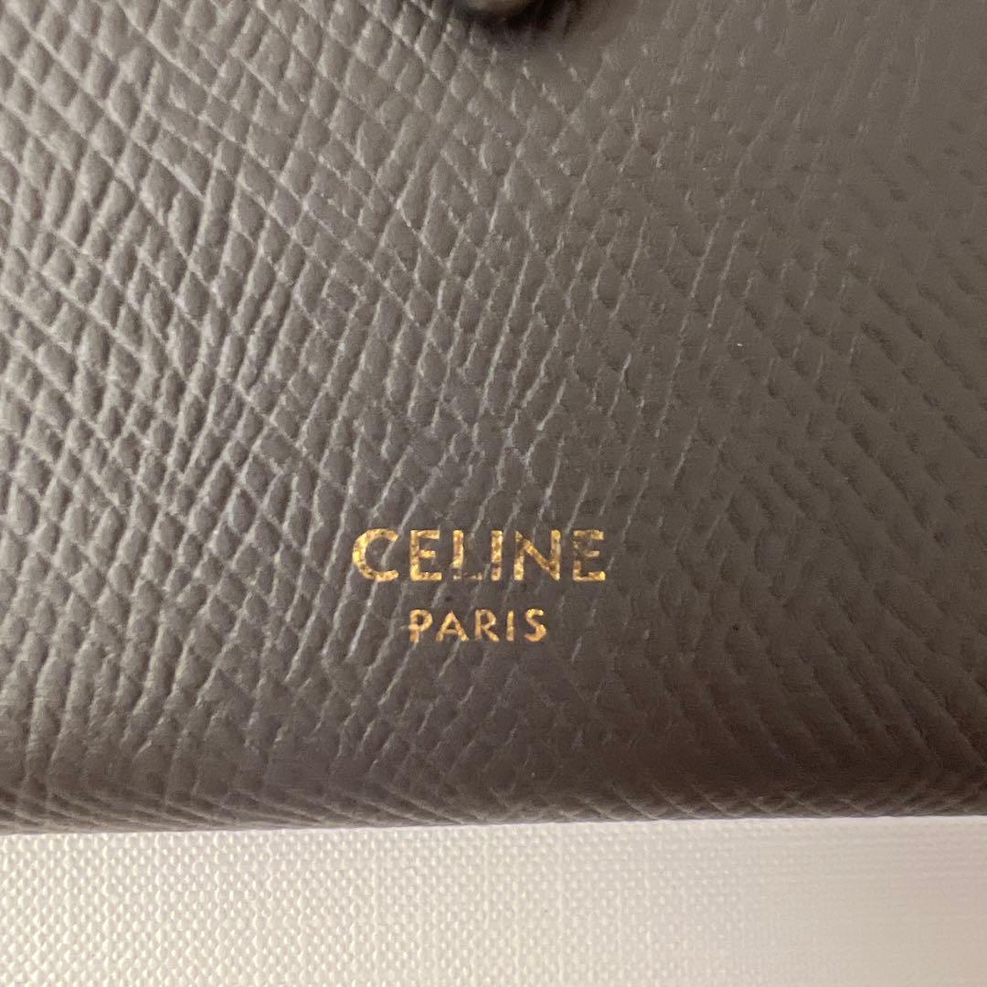 CELINE 二つ折り財布 グレー レザー コンパクトウォレット