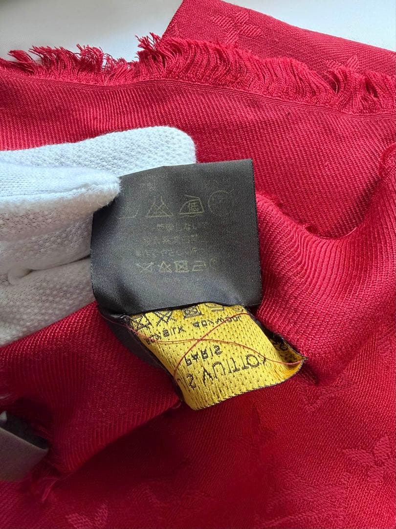 LOUIS VUITTON モノグラム ショール ストール（レッド）