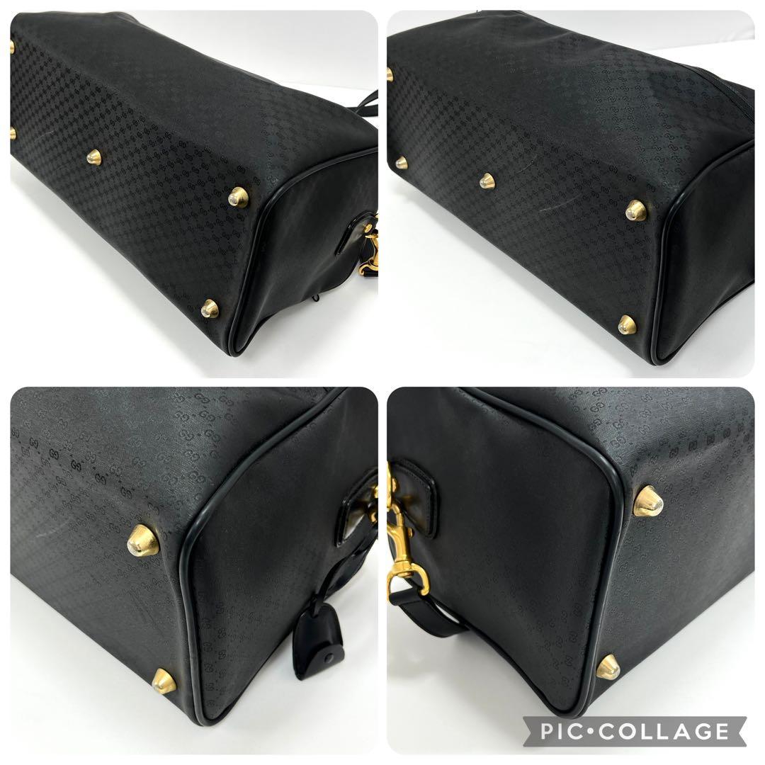 オールドグッチ　ボストンバッグ　マイクロGG　PVC　レザー　2WAY　トラベル