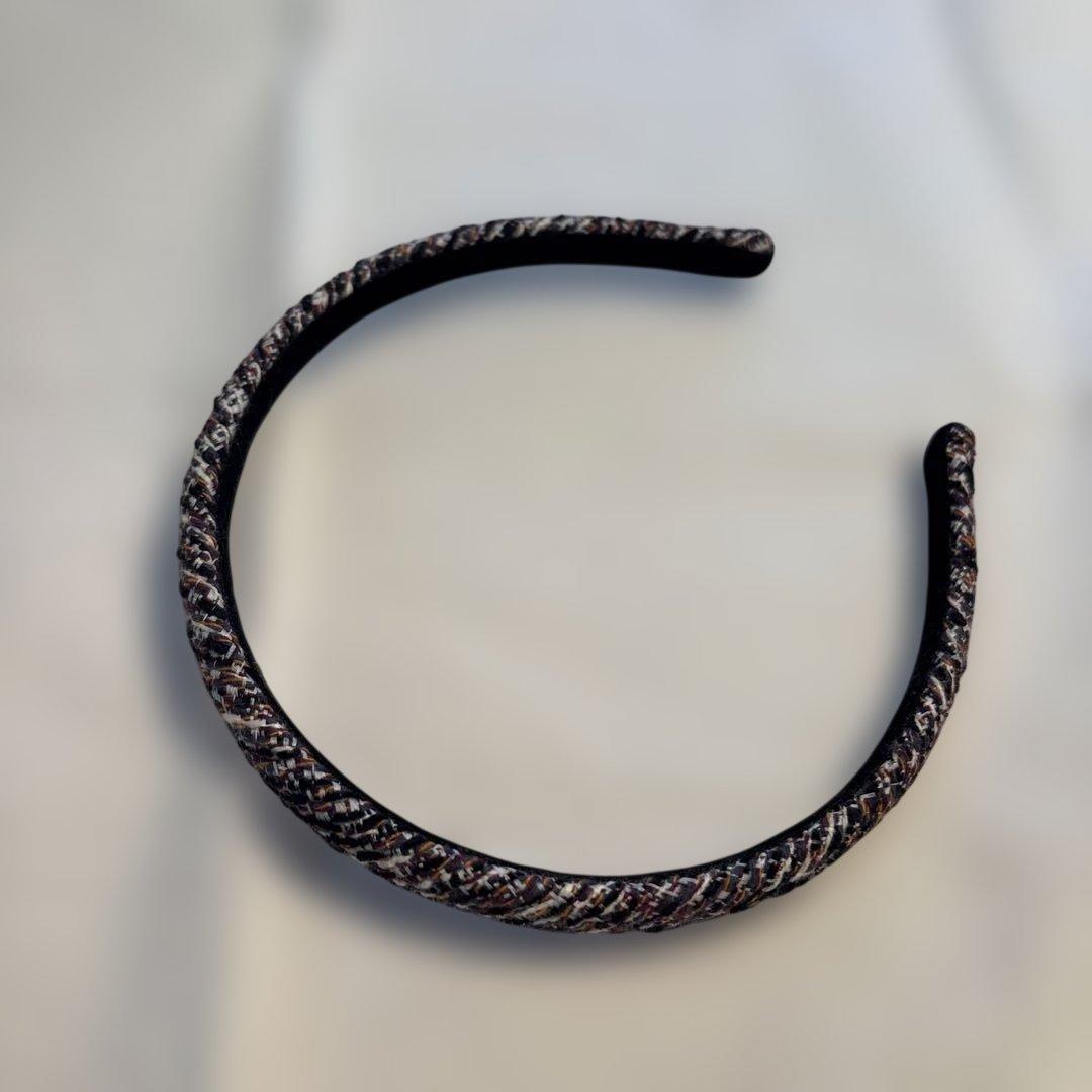 【美品】ALEXANDRE DE PARISカチューシャ パープル×黒 ツイード