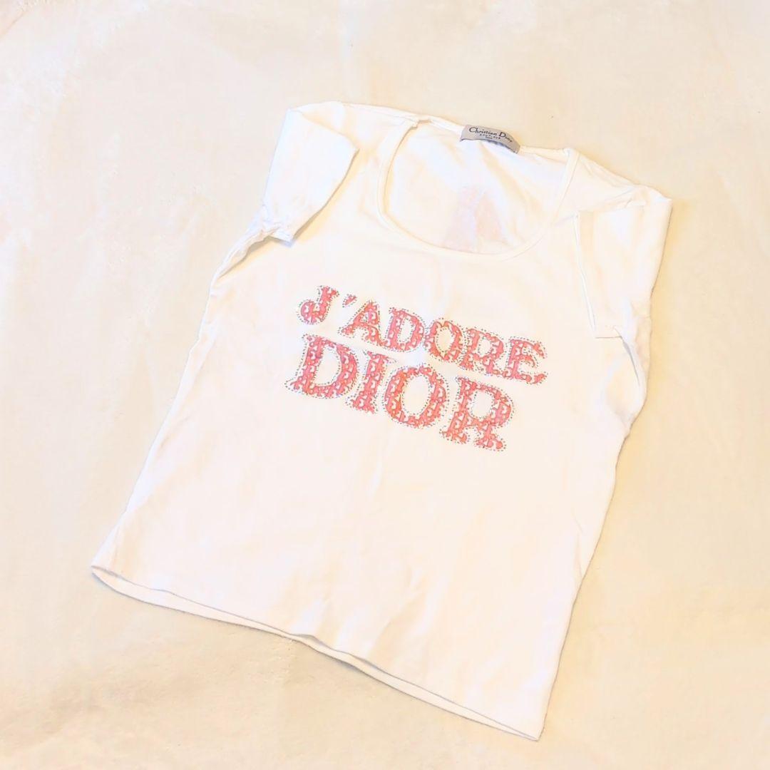 ゆりこ商品 ディオール Tシャツ グリッターピンク ホワイト