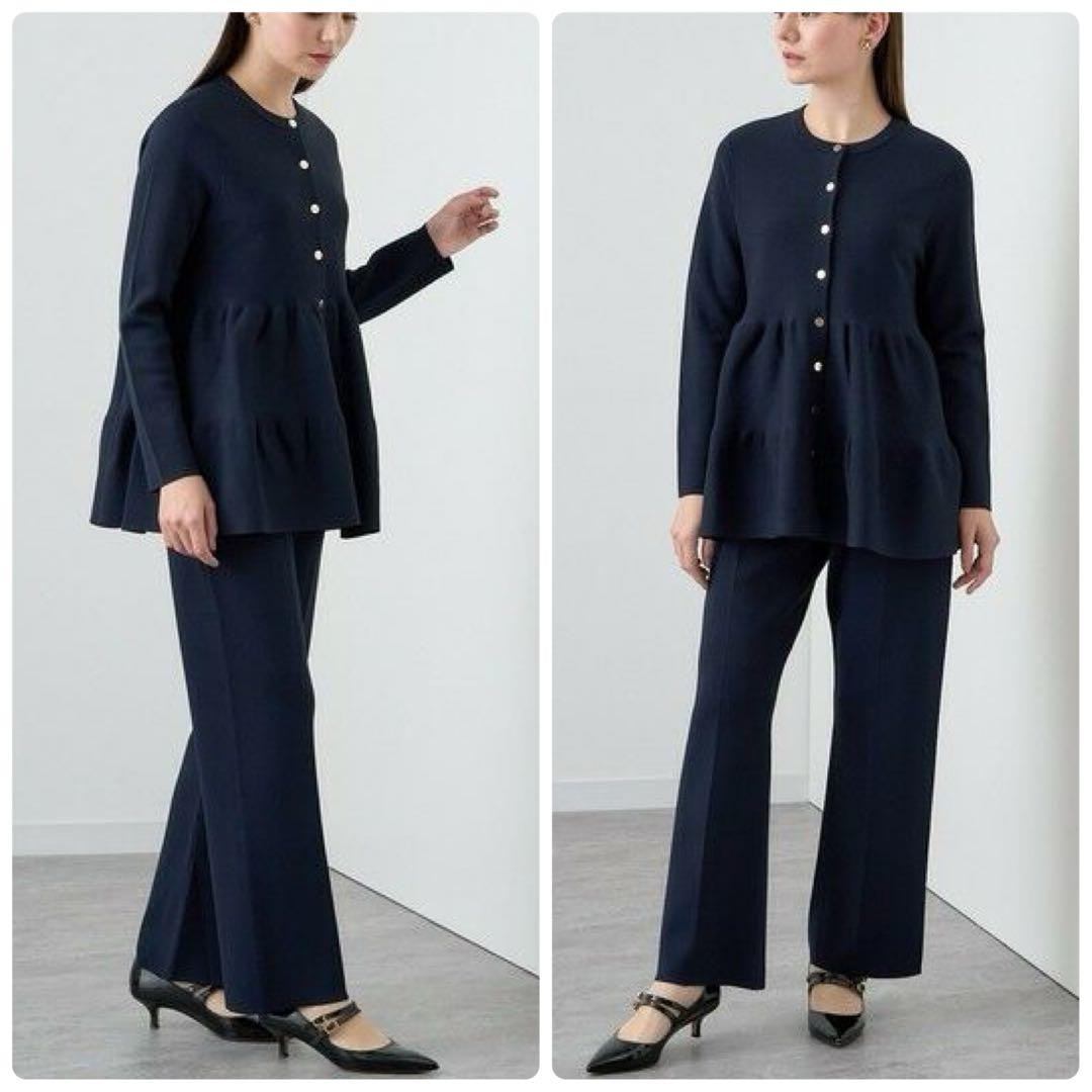 【美品】24SS✨ANAYI ボリュームミディアムニット カーディガン 金ボタン