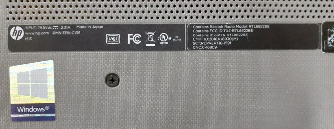 80L0225-15ジャンクHP ノートPC Core i5/メモリ8GB/