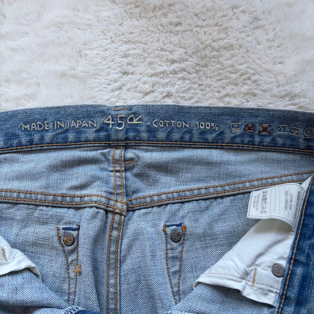 極美品✨45R 風比古デニムの5 あい風加工 刺し子 ブルー 定価7.9万