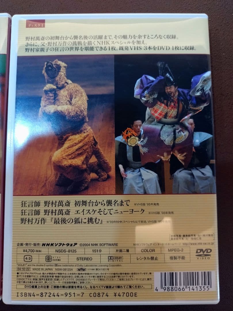 美品　野村万作・野村萬斎　万之丞　狂言の世界 DVD
