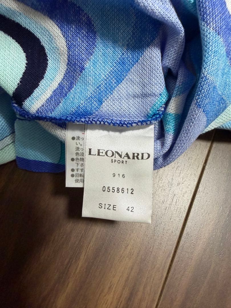 LEONARD 半袖ポロシャツ 波模様 サイズ42