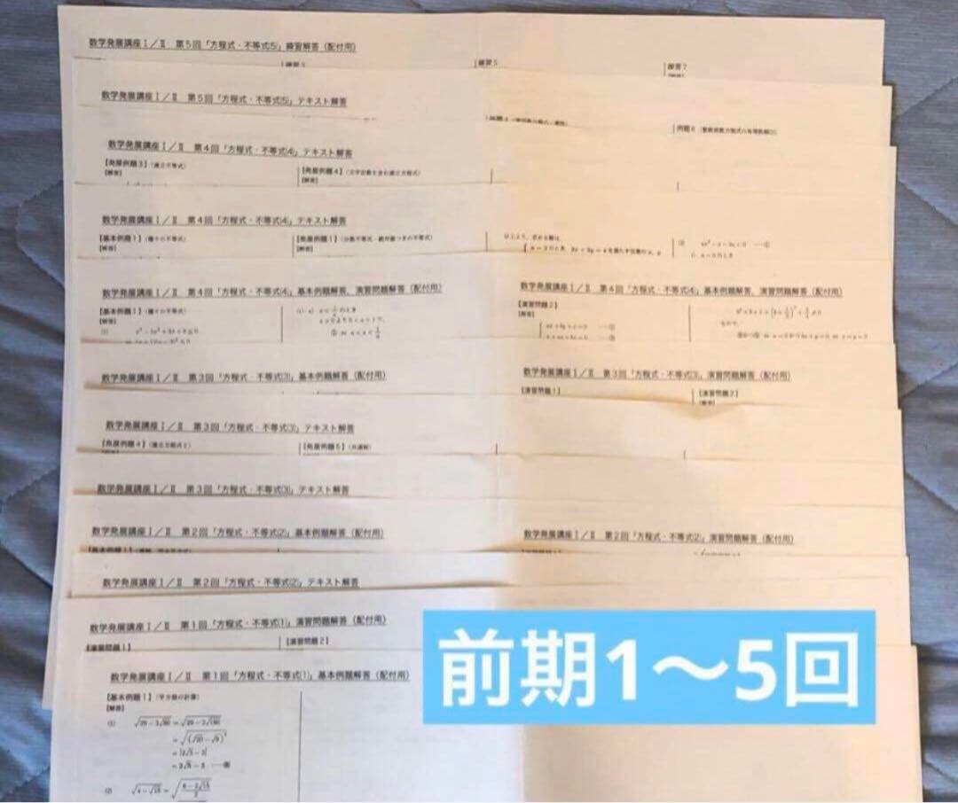 鉄緑会 高1 数学　発展講座I/II テキスト解答　通年