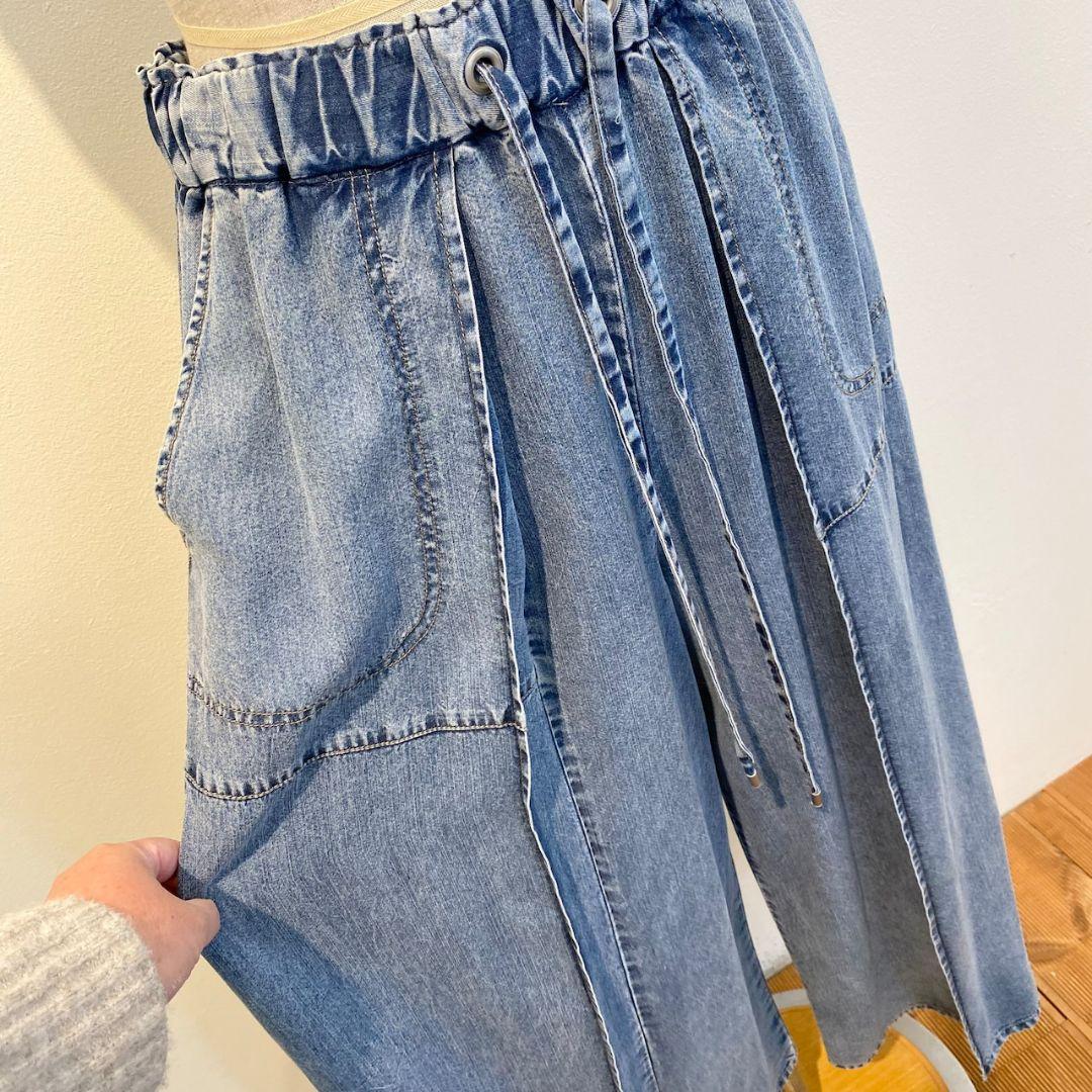 新品タグ付 シニカル テンセル デニム パンツ ブルー フリーサイズ Mal.