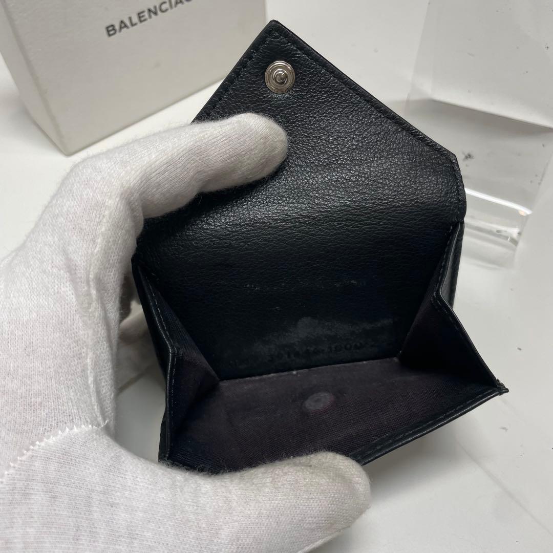 寝*足様 BALENCIAGA ペーパー　ブラック 三つ折り財布