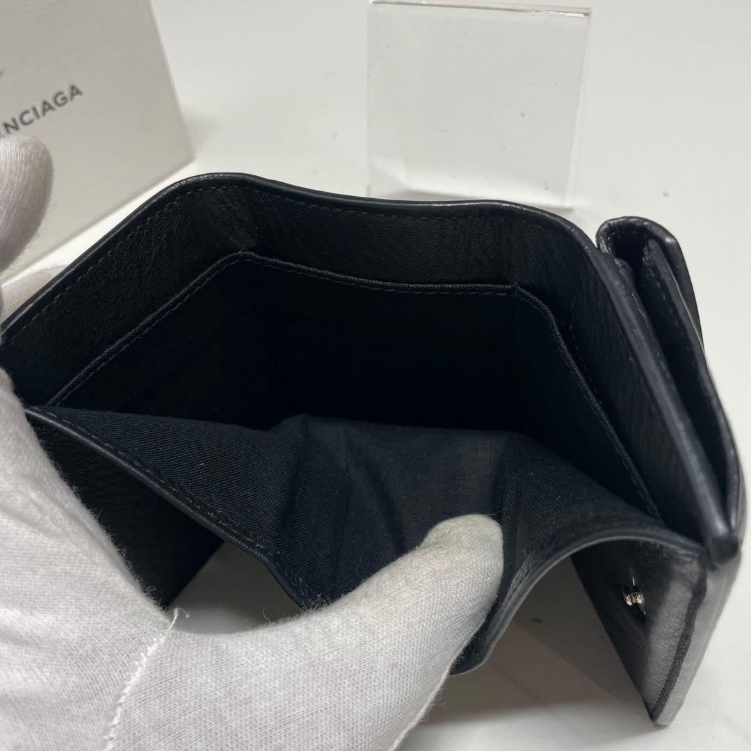 寝*足様 BALENCIAGA ペーパー　ブラック 三つ折り財布