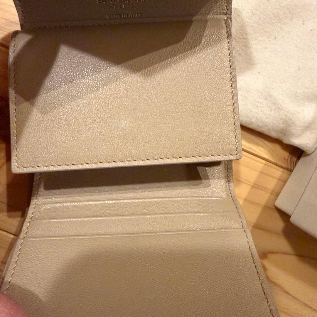 SAINT LAURENT ダークベージュ 折り財布