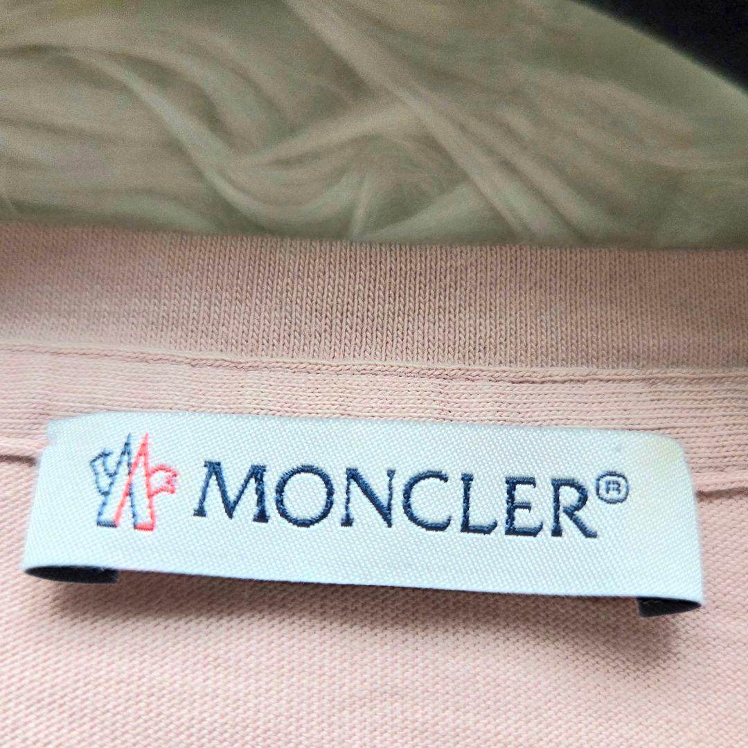 ソラ様美品✨モンクレール　ビッグフェルトロゴワッペン　Tシャツ　くすみピンク　L