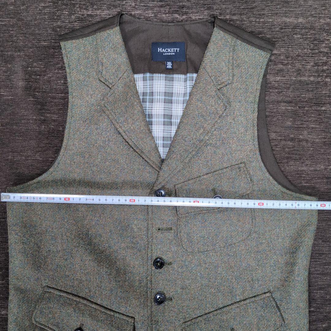 HACKETT LONDON ウールベスト 38L オリーブ新品（Mサイズ相当）