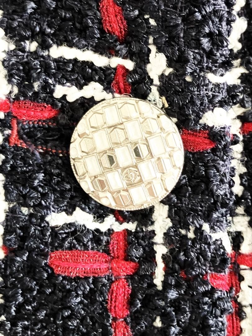 新品同様　CHANEL ツイードワンピース　ココマーク　ココボタン　襟付き