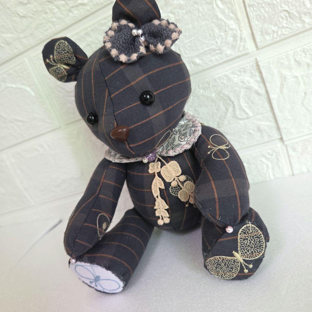 ハンドメイド　テディベア ぬいぐるみ　ミナペルホネン