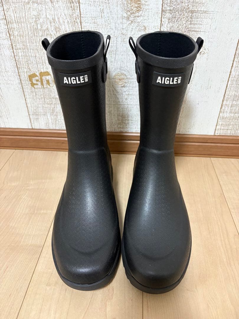 25〜25.5㎝★美品AIGLEレインブーツ40 エーグルブーツ 黒 長靴