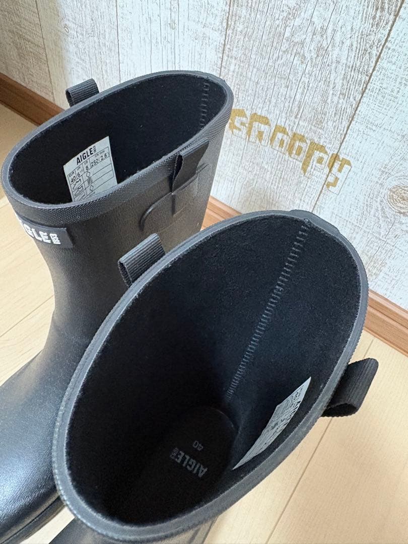 25〜25.5㎝★美品AIGLEレインブーツ40 エーグルブーツ 黒 長靴