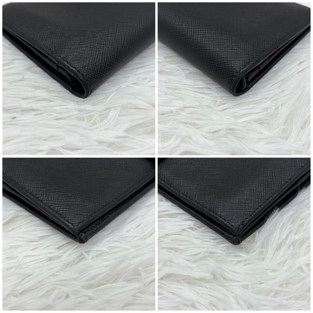 美品✨️プラダ 長財布 折り財布 サフィアーノ レザー ゴールド金具 ブラック