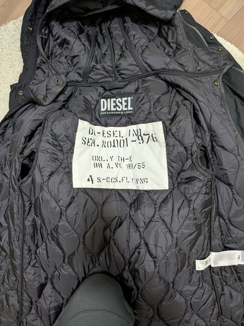 【期間限定価格】DIESEL ブラック モッズコートキルティングライナー付き
