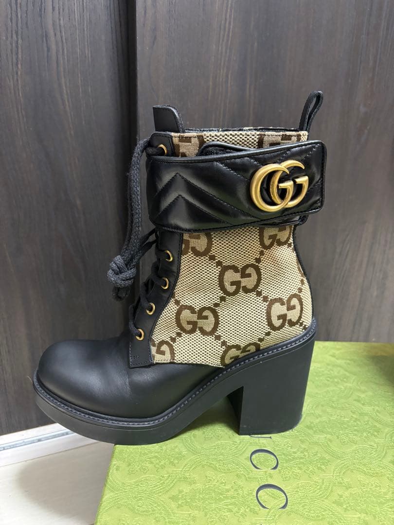 GUCCI GGロゴ レースアップブーツ サイズ37