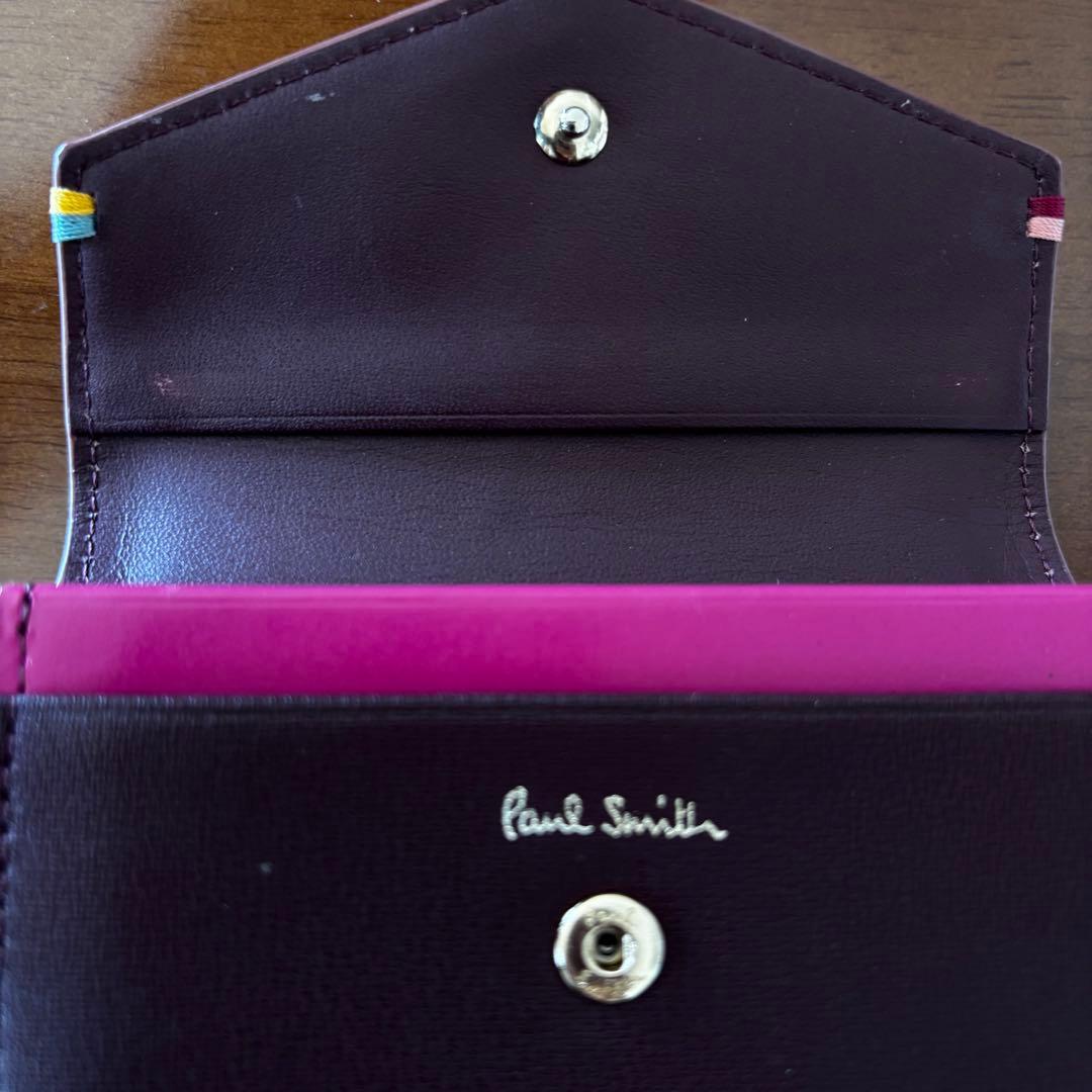 Paul Smith ハイライトステッチ 名刺入れ　ダークパープル