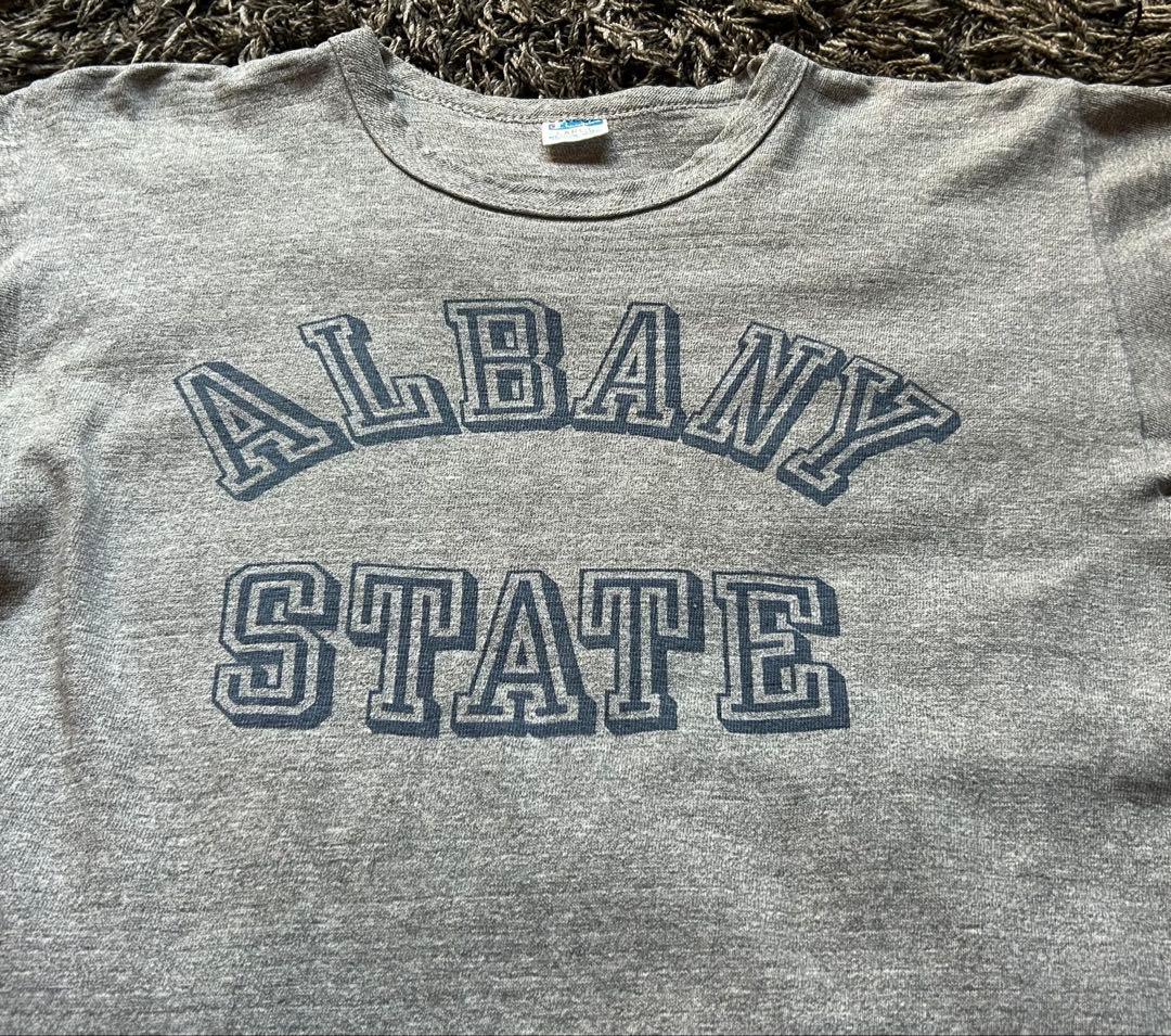 70sチャンピオントバータグTシャツLアメリカ製 染み込みALBANY