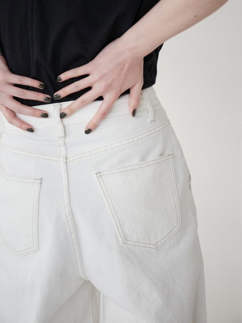【新品】YENN イエン　デニム　ハイライズ タック ワイド パンツ 白　38