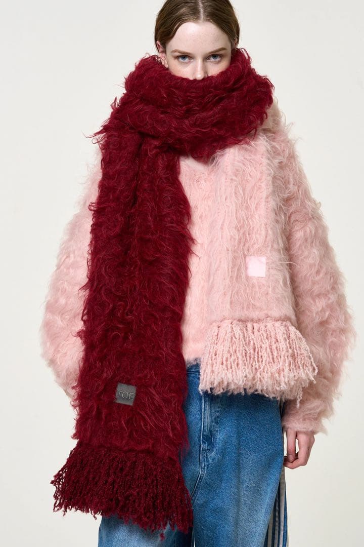 THE TOÉ マフラー　Pigalle shaggy muffler red