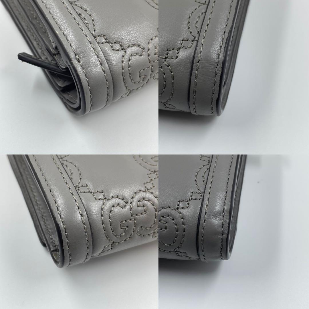 未使用に近い✨　GUCCI GGマーモント　財布　キルティング　ロゴ　グレー