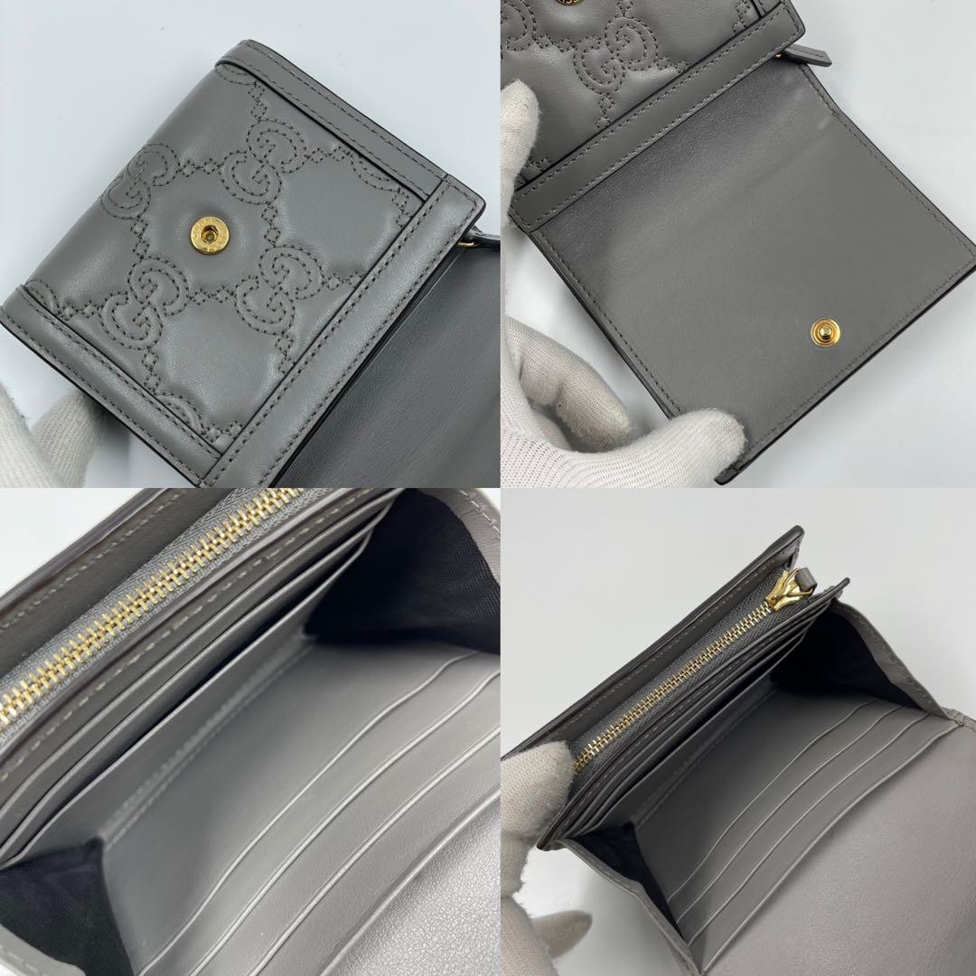 未使用に近い✨　GUCCI GGマーモント　財布　キルティング　ロゴ　グレー