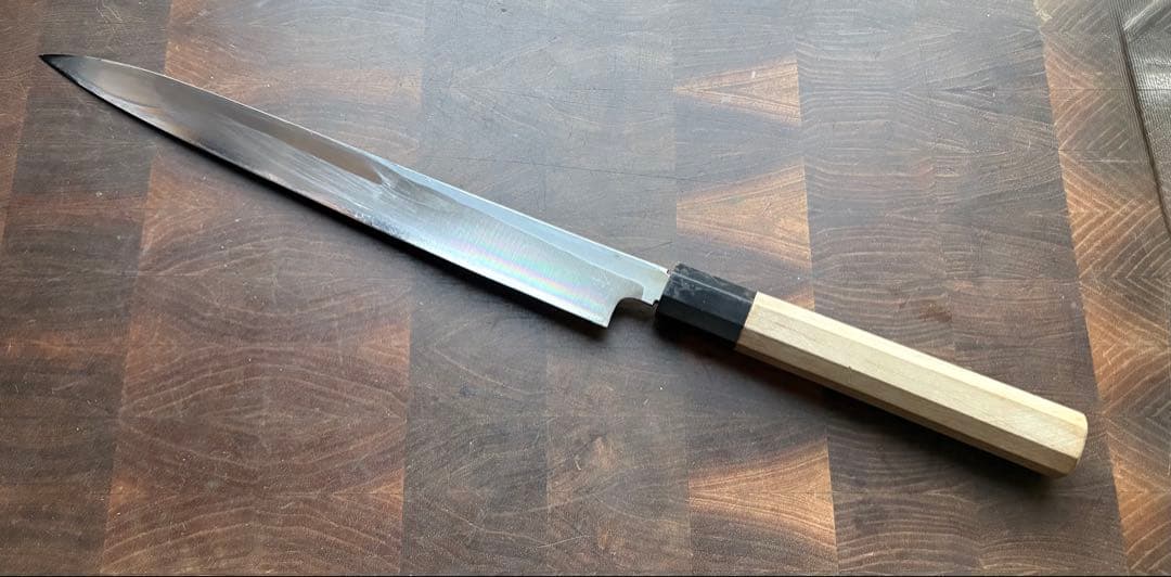 堺打刃物　柳刃　霞　270mm 9寸　包丁　白鋼　和包丁　八角朴柄